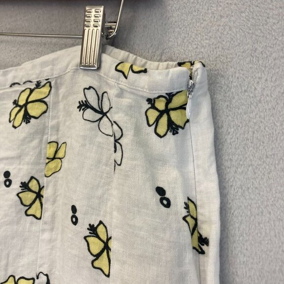 JM Collection 100%‎ Linen Midi Skirt Size 18 White Floral A-Line Western Summer - Picture 8 of 8